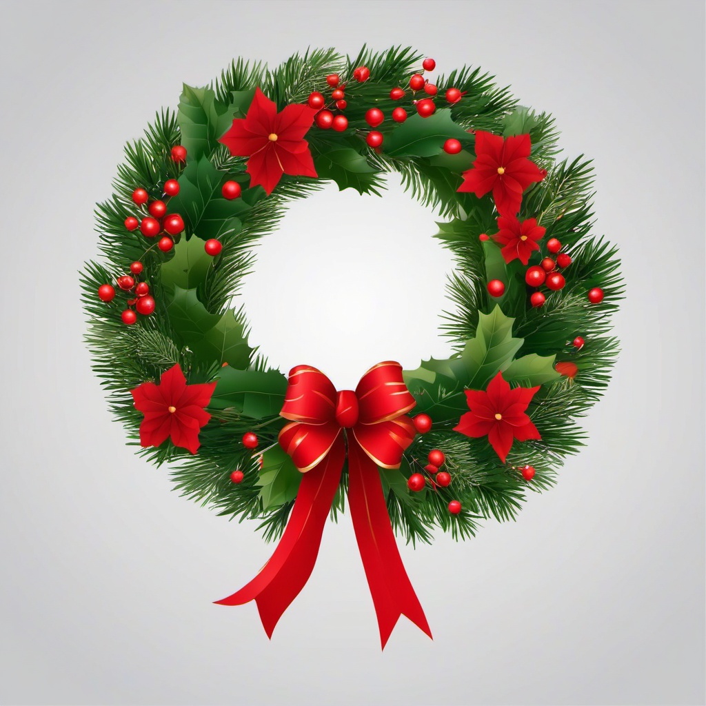 Xmas Wreath Clipart,Creating a festive door decoration with Xmas wreath clipart  simple, 2d flat