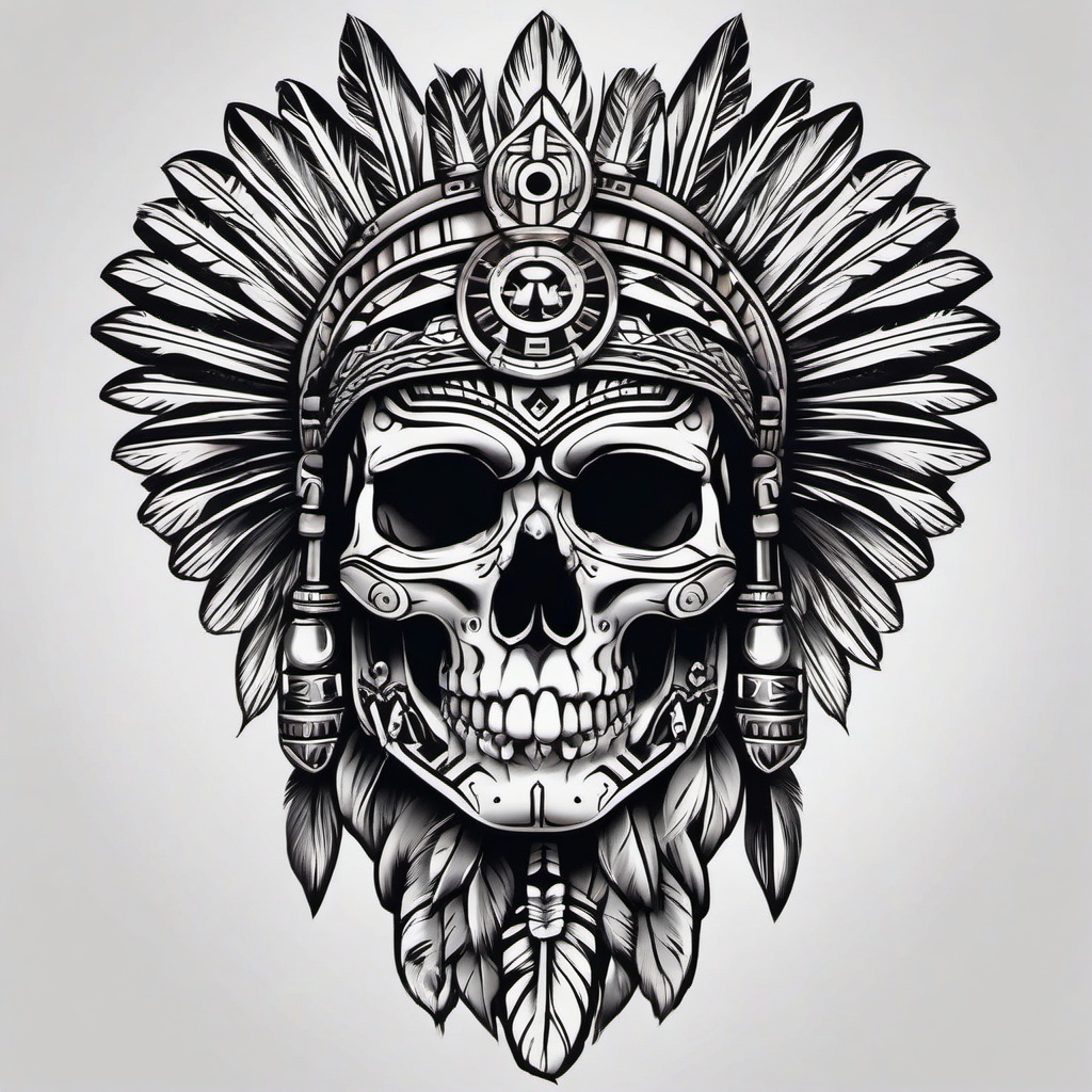 Aztec Warrior Skull Tattoo Designs  minimal,color tattoo,white background