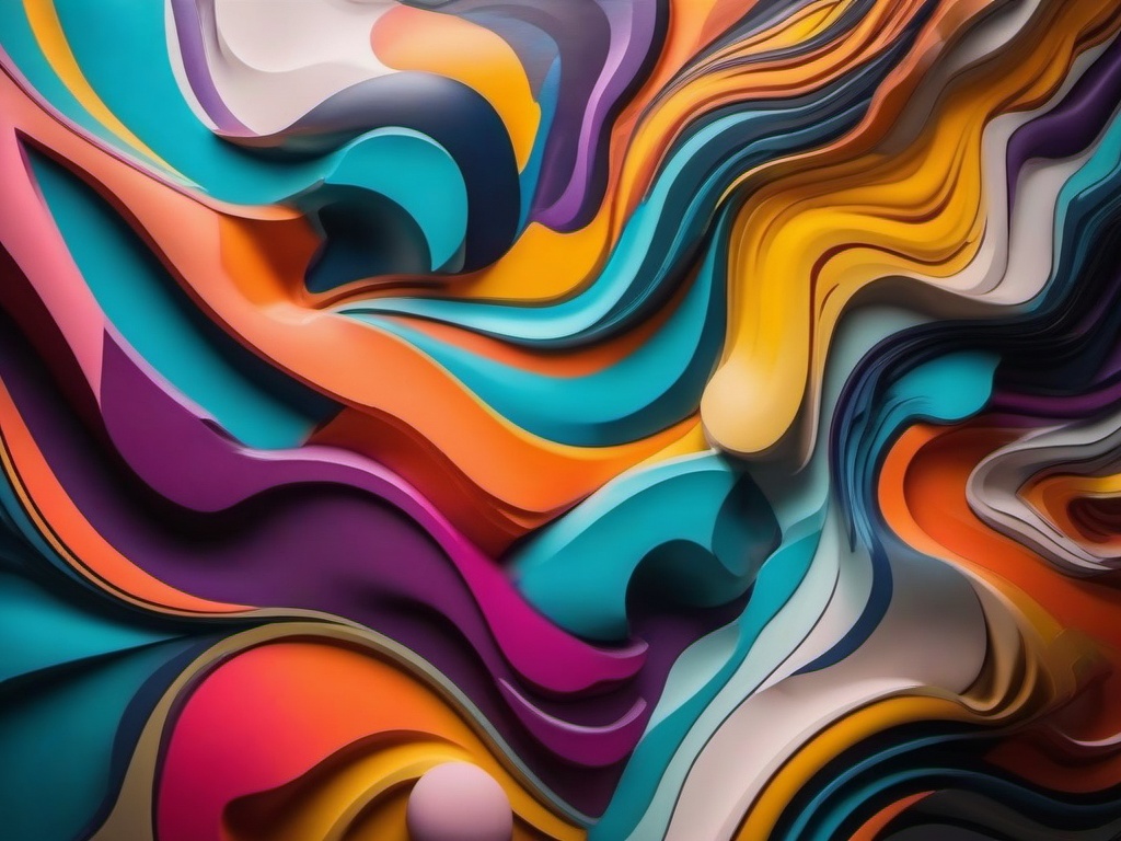 Street art mural with a blend of abstract shapes and psychedelic colors top view, product photoshoot realistic background, hyper detail, high resolution