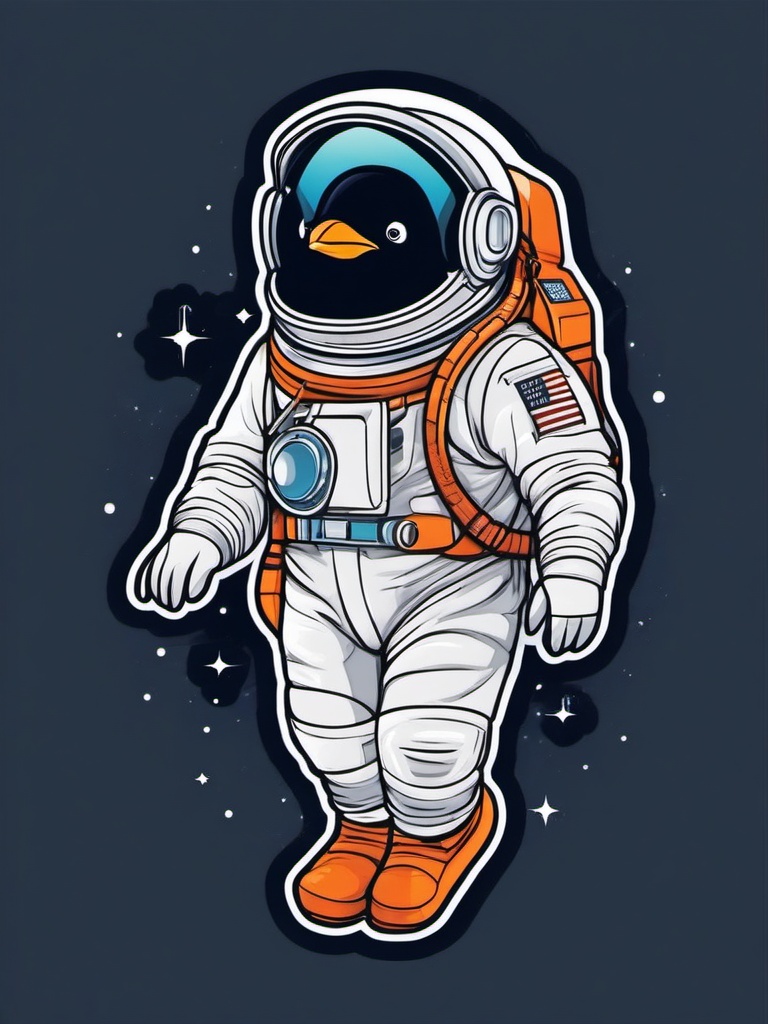 Penguin Astronaut Spaceship Sticker - A penguin astronaut exploring space in a futuristic spaceship. ,vector color sticker art,minimal