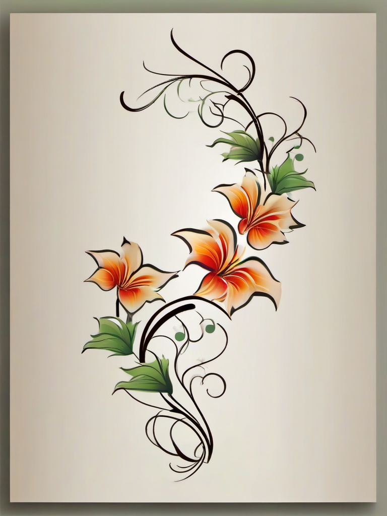 delicate vine tattoo  simple vector color tattoo