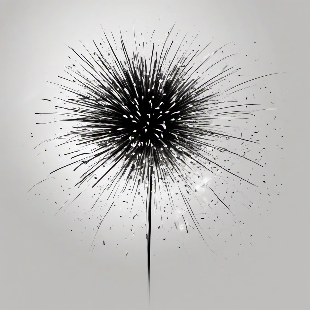 drawing of a firework explosion  minimal rough sketch scribbles,doodles,black and white