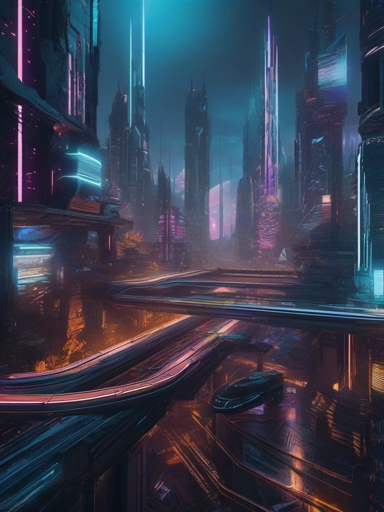 Cool Computer Backgrounds - Futuristic Digital Art Aesthetics, Cyberpunk World  intricate patterns, splash art, wallpaper art