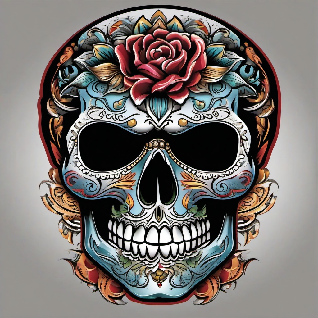 chicano skull art  simple vector color tattoo