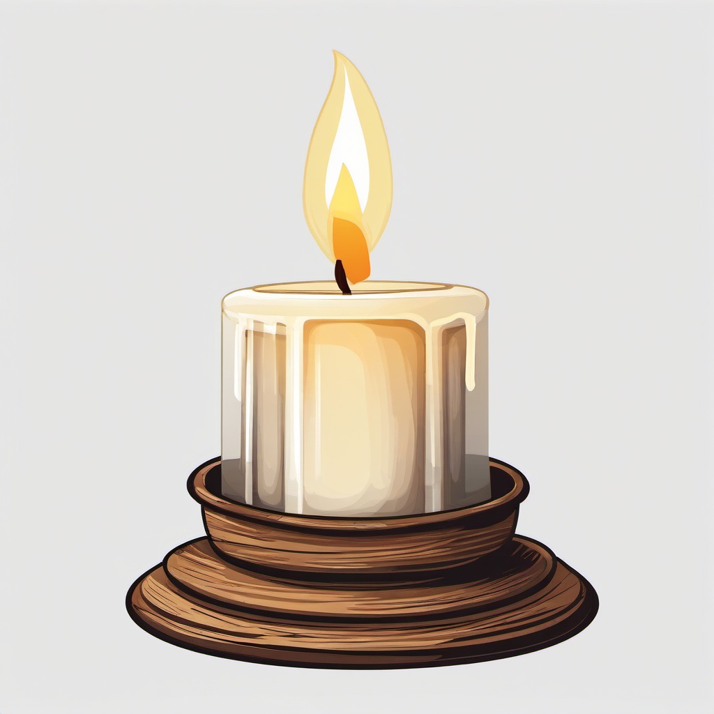 Candle clipart - Candle in a rustic holder.  vector style illustration, white background