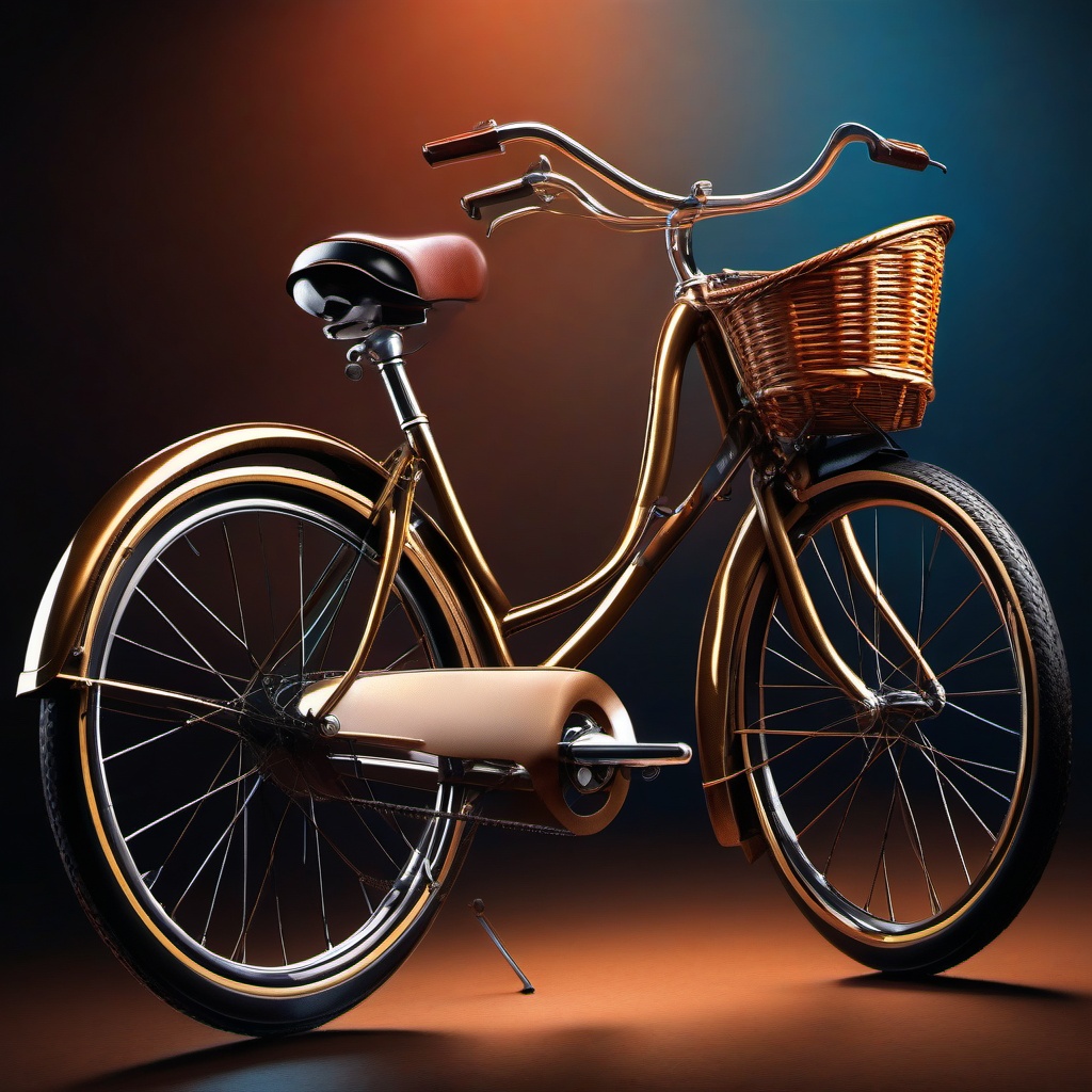 Classic Bicycle - A classic bicycle with a basket and a timeless design hyperrealistic, intricately detailed, color depth,splash art, concept art, mid shot, sharp focus, dramatic, 2/3 face angle, side light, colorful background