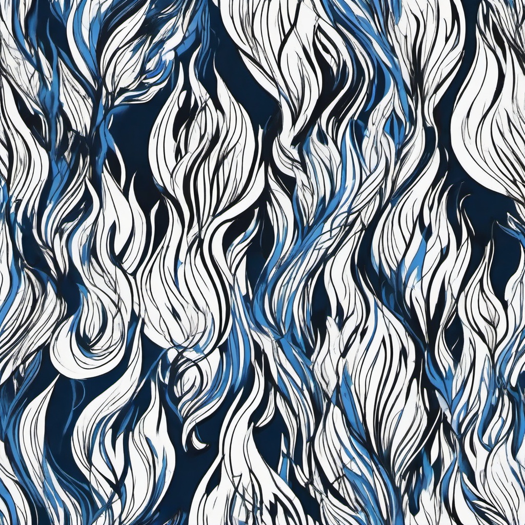 drawing of flames with a blue background  minimal rough sketch scribbles,doodles,black and white