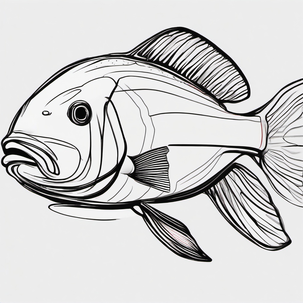 drawing of red drum  minimal rough sketch scribbles,doodles,black and white