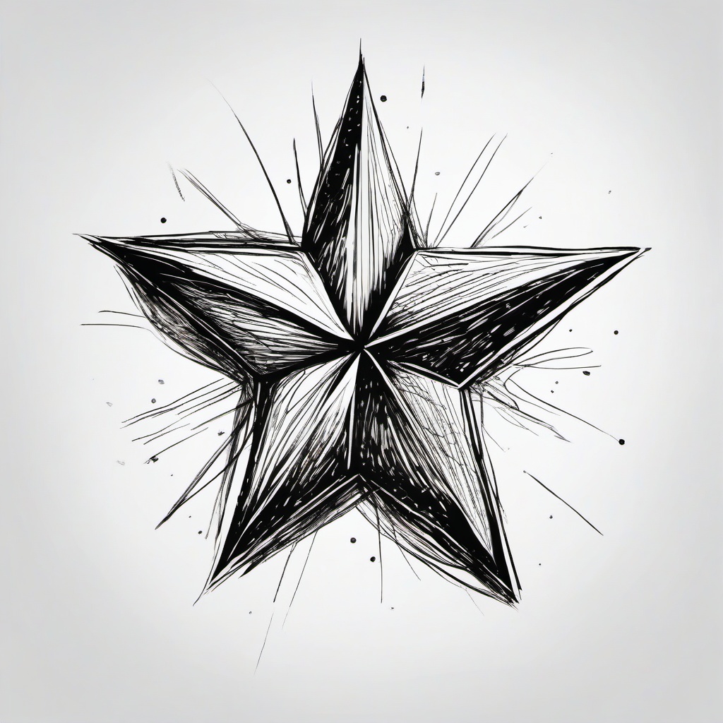 drawing of a star shining brightly  minimal rough sketch scribbles,doodles,black and white