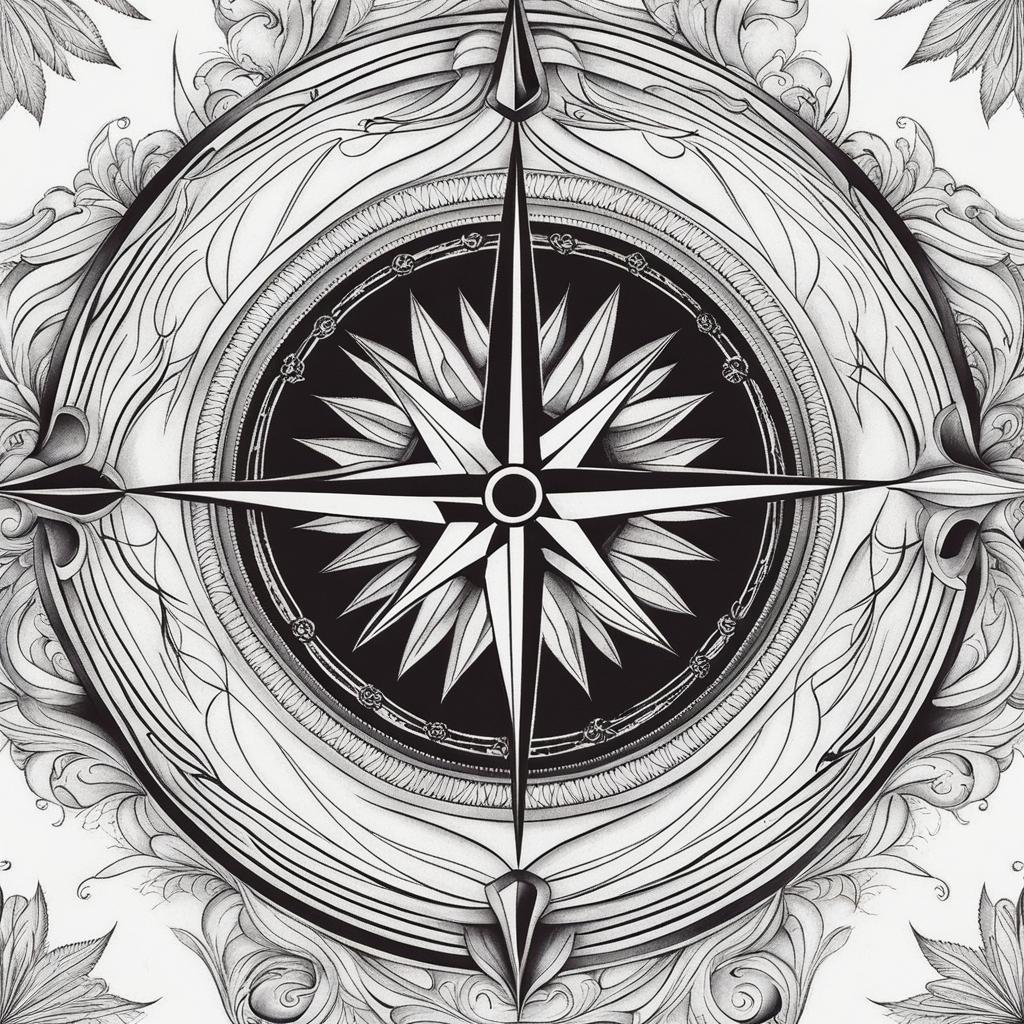 Compass rose tattoo, Tattoos featuring a compass rose design.  color, tattoo patterns, white clean background