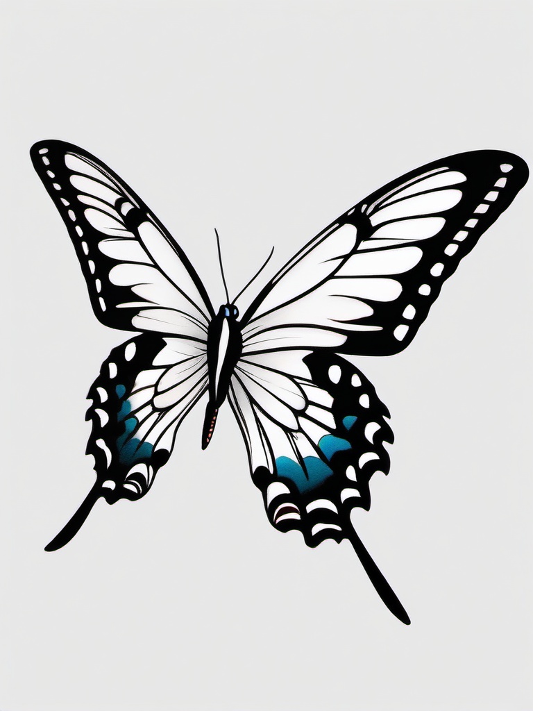 swallowtail bird tattoo  simple color tattoo,white background,minimal