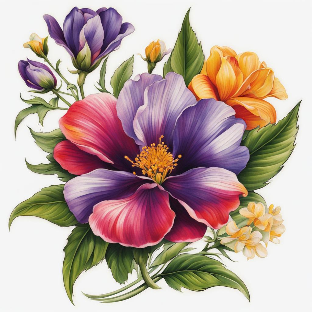 Birth flower for September tattoo, Tattoos representing the birth flower for the month of September.  vivid colors, white background, tattoo design