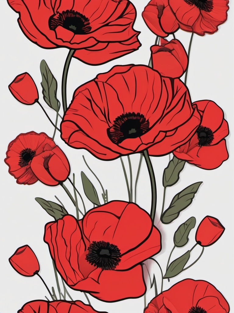 Remembrance Day sticker- Poppies for Peace Tribute, , sticker vector art, minimalist design