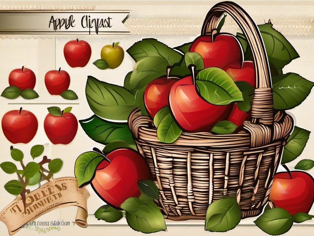 Apple clipart - apple basket filled with fresh apples  