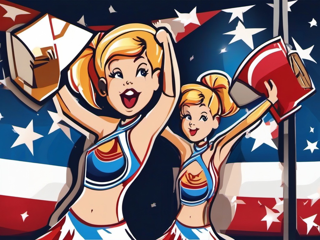 Cheerleader clipart - cheerleader holding a sign for their team  