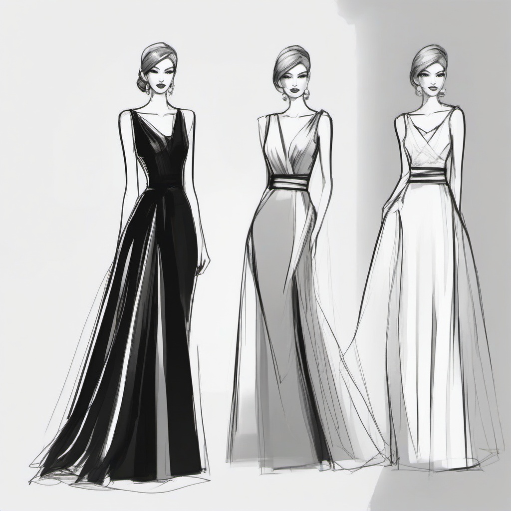 sketches of dresses for beginners  minimal rough sketch scribbles,doodles,black and white