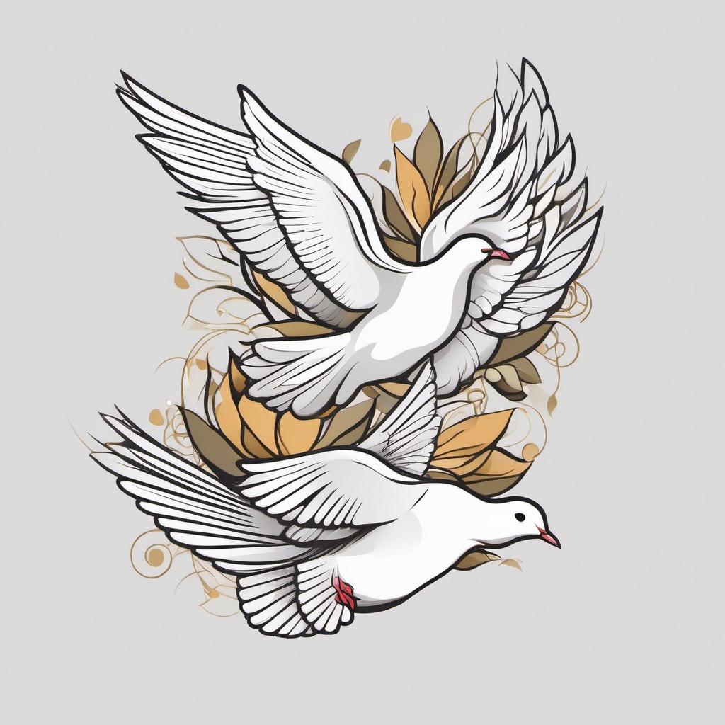 3 Doves Tattoo-Creative and symbolic tattoo featuring three doves, capturing themes of peace, love, and freedom.  simple color tattoo,white background