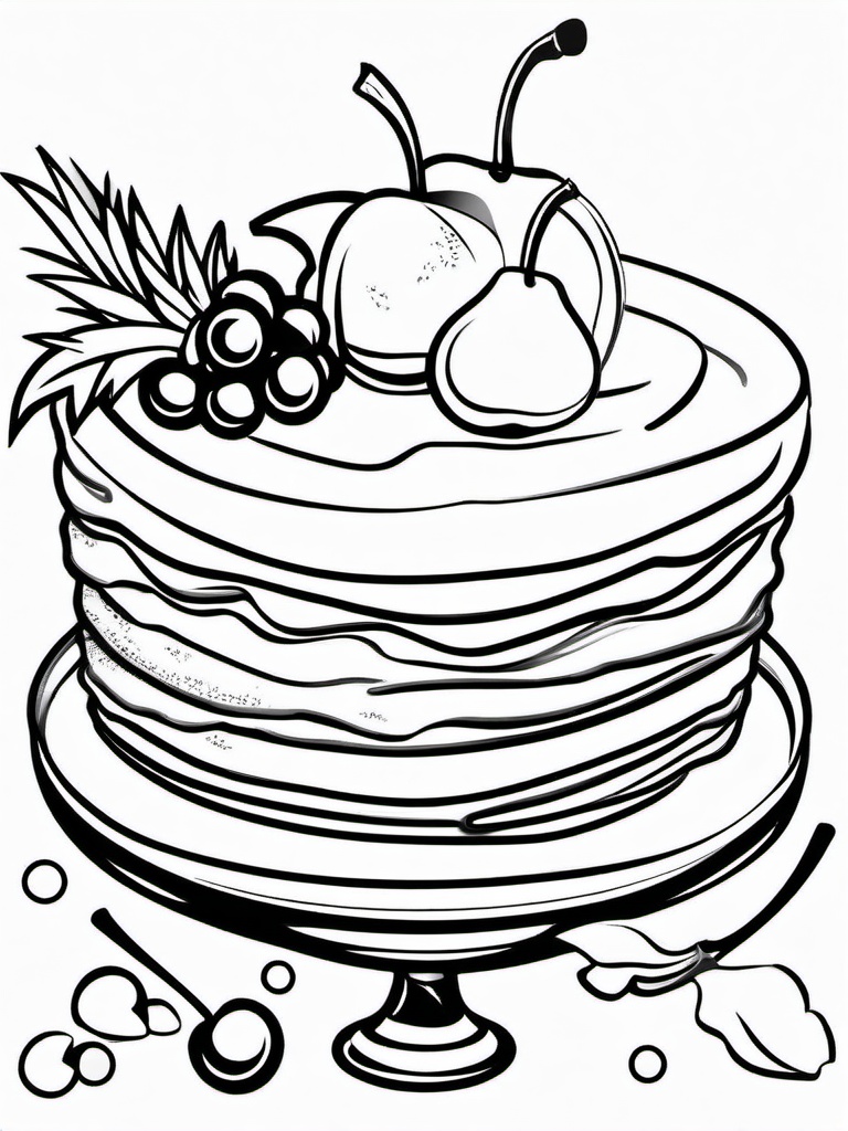 Cake Coloring Pages - Pineapple upside-down cake with cherries  simple coloring pages