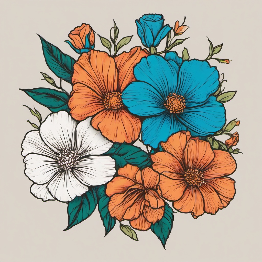 gemini birth flower tattoo  simple vector color tattoo