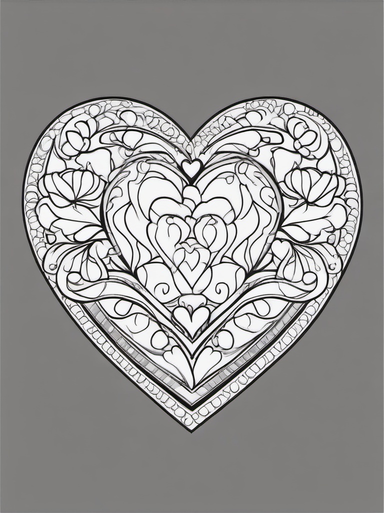 Heart and Ribbon Coloring Pages - Hearts Tied with Decorative Ribbons  minimal black outline printable sheet, coloring page