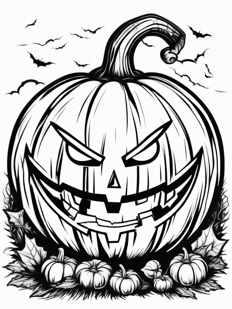 Horror Coloring Pages - Evil jack-o'-lantern glowing in the dark  simple coloring pages