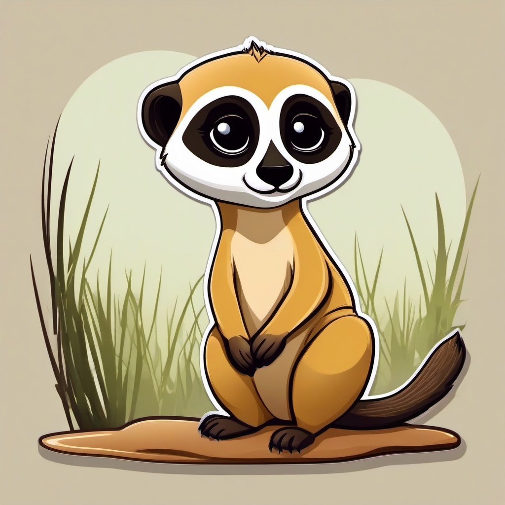 Meerkat cartoon - watchful, standing mammal  cartoon sticker style