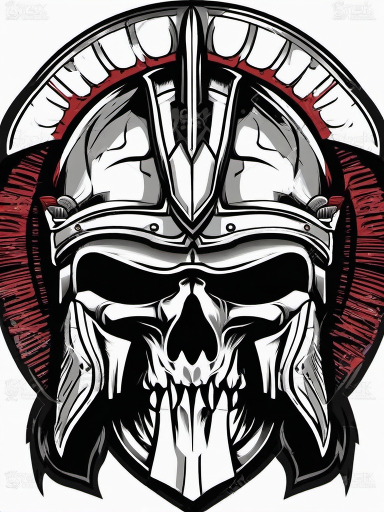 spartan helmet skull tattoo  simple vector color tattoo