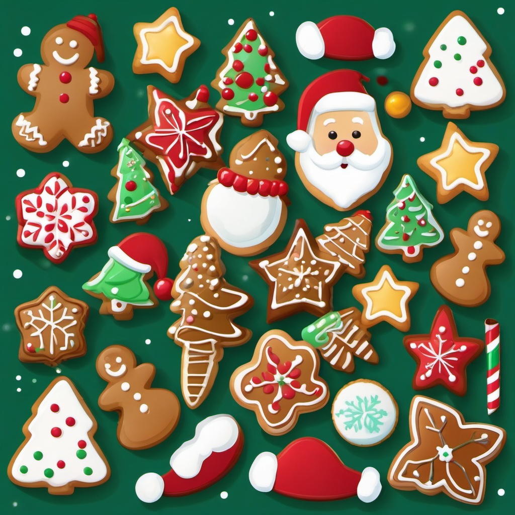 Christmas cookie clipart, A delicious assortment of Christmas cookies.  simple, 2d flat