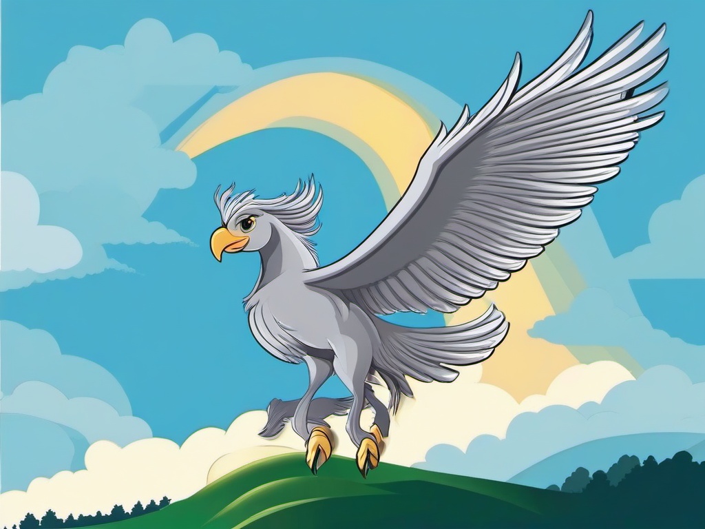 Hippogriff Cartoon - Cartoon of hippogriff soaring in sky  