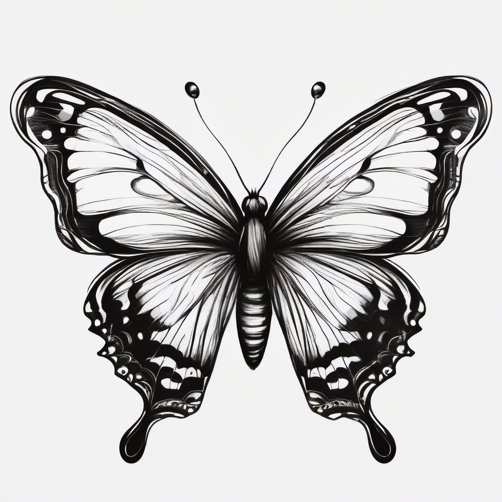 cute drawing of butterfly  minimal rough scribbles,doodles,black and white