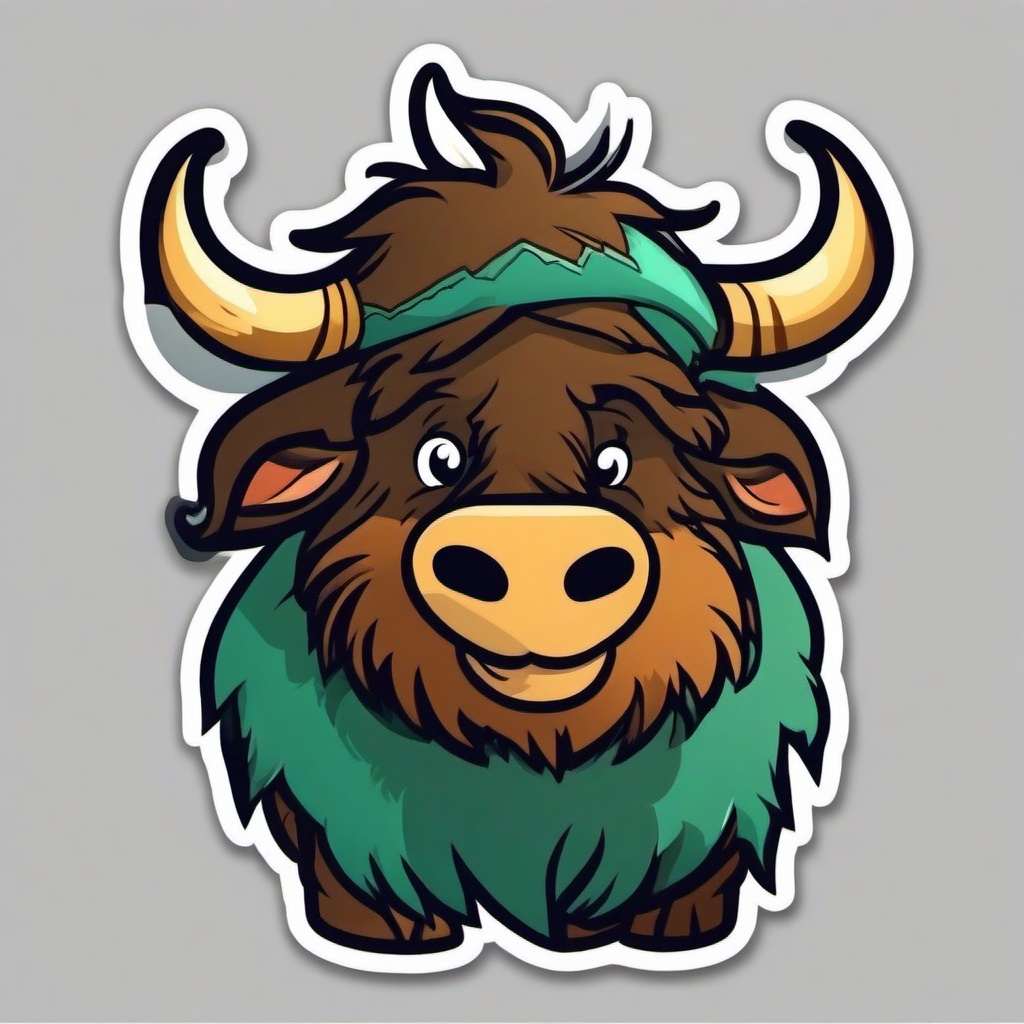 Yak cartoon - shaggy, mountain-dwelling animal  cartoon sticker style