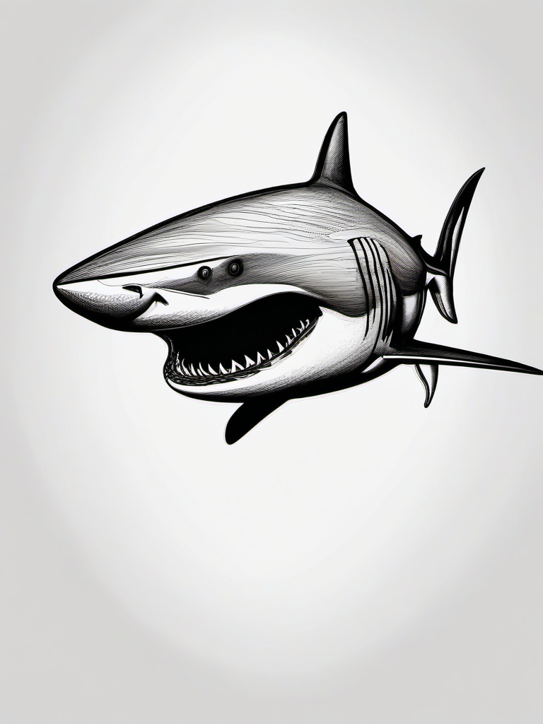 drawing of American shark  minimal rough sketch scribbles,doodles,black and white