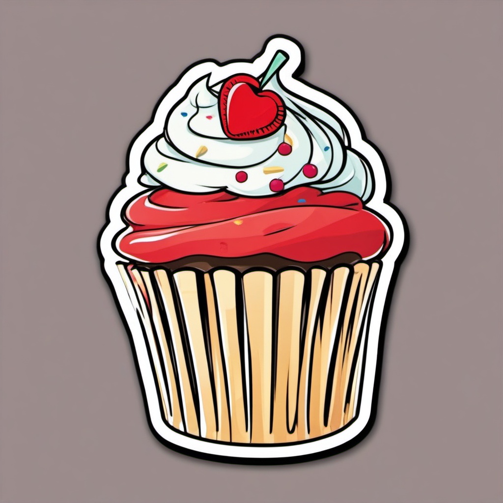 Cupcake Sticker - Yummy cupcake illustration, ,vector color sticker art,minimal