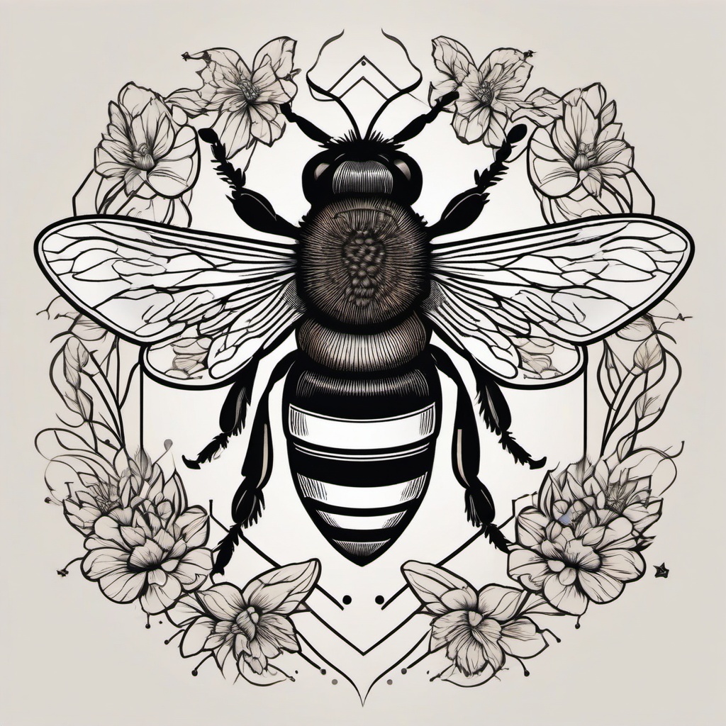 aesthetic bee tattoo  vector tattoo design