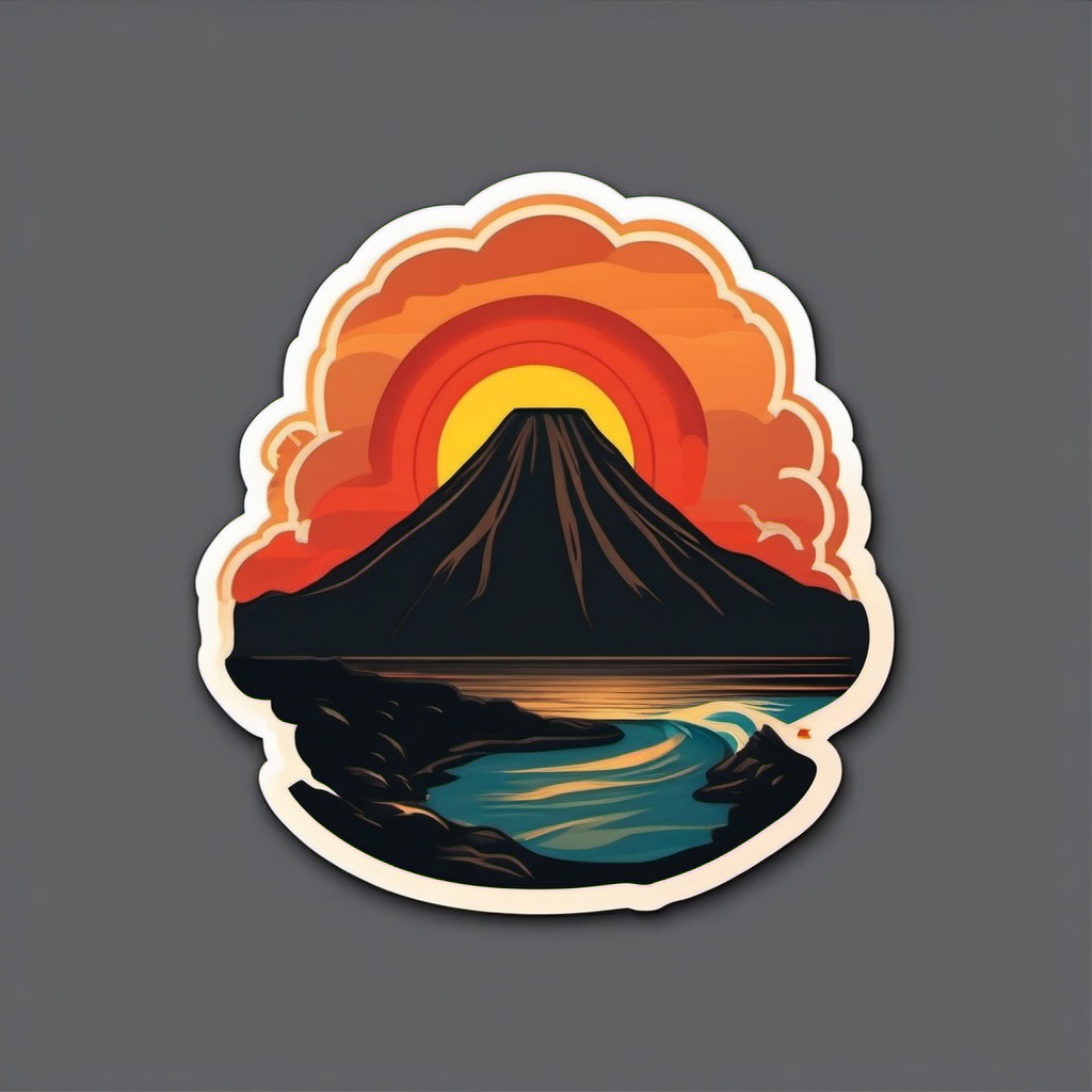 Kilauea Volcano sticker- Active volcano on the Big Island of Hawaii, , sticker vector art, minimalist design