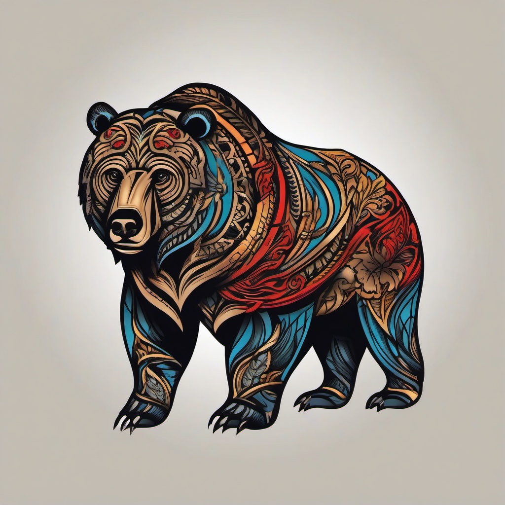 bear bull tattoo  simple vector color tattoo