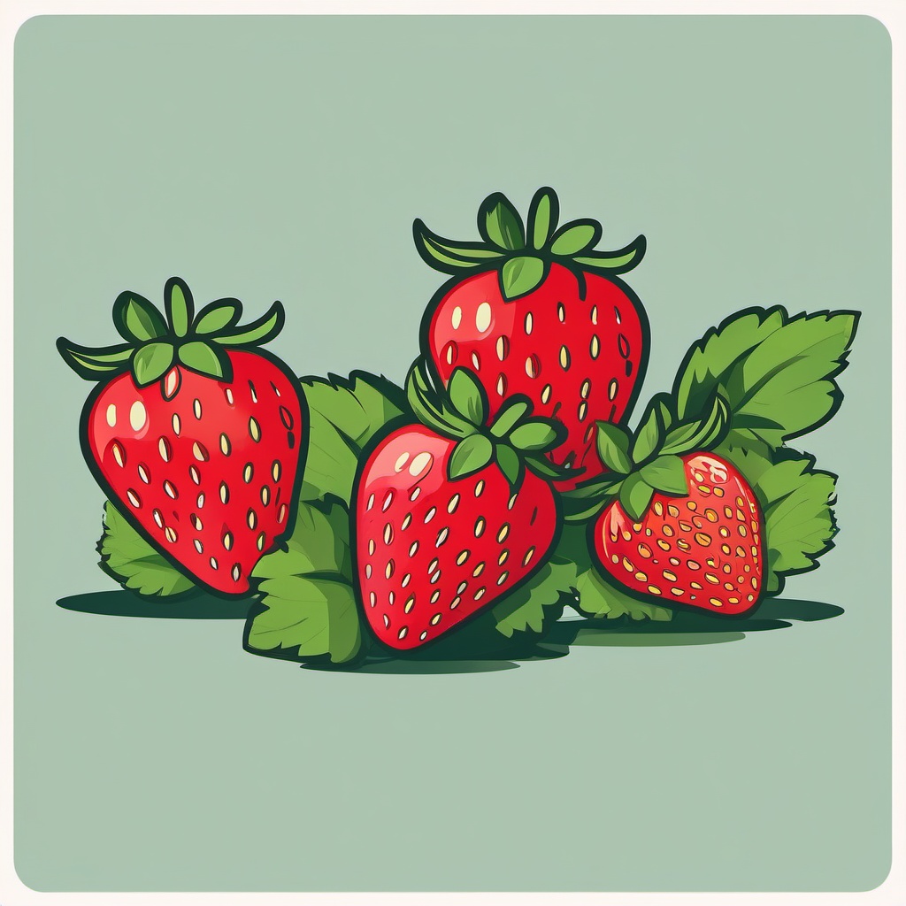 Strawberry Clipart - Plump and red strawberry ready to eat.  color vector clipart, minimal style