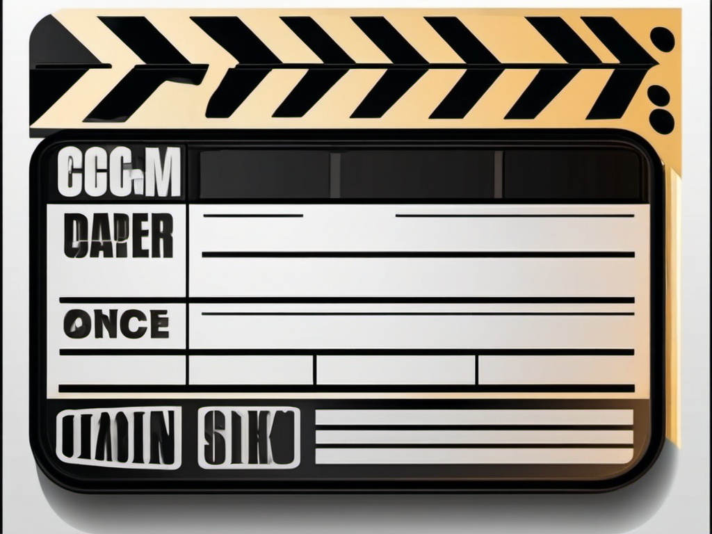 Film Clapperboard Sticker - Cinematic commencement, ,vector color sticker art,minimal