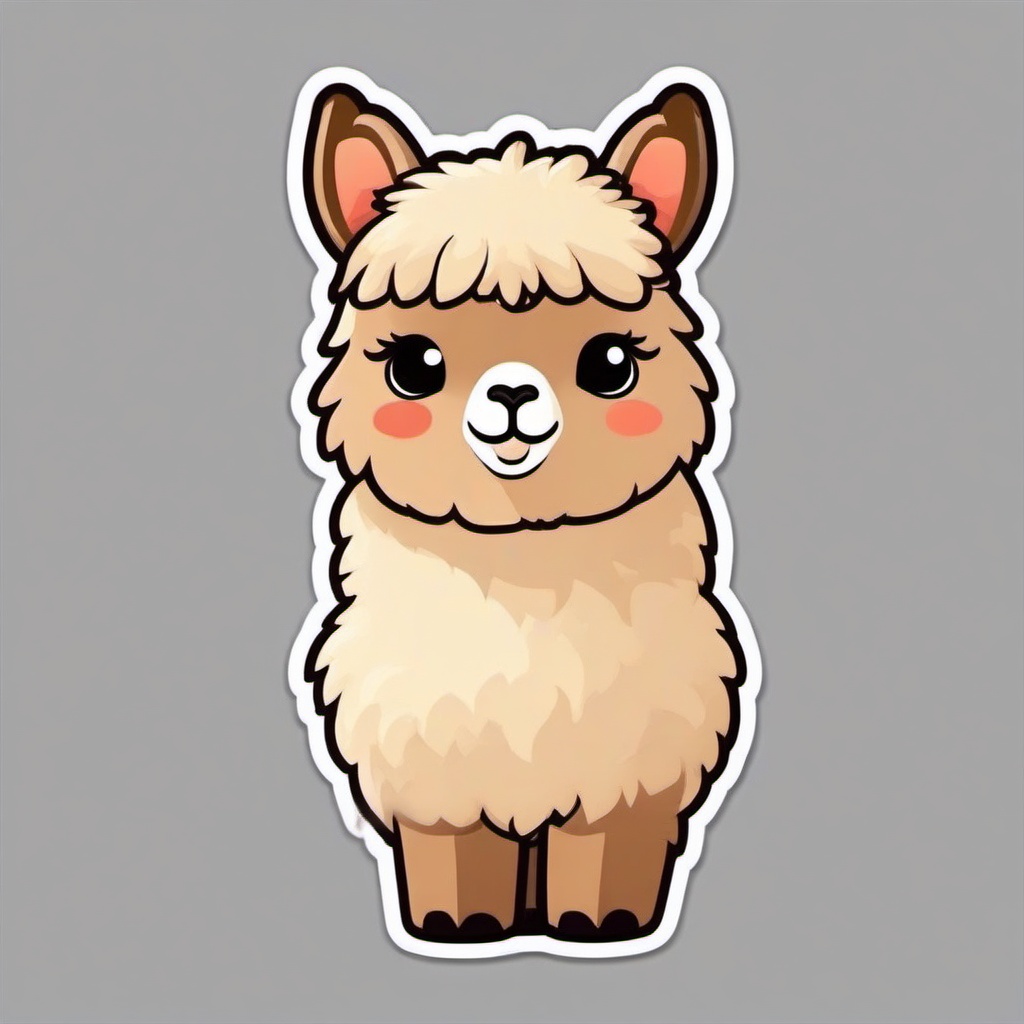 Alpaca cartoon - soft-furred animal raised for wool  cartoon sticker style