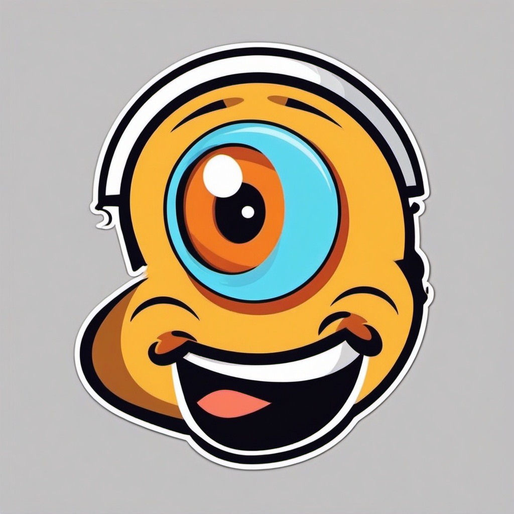 Winking Face Sticker - Face with a winking eye and smiling, ,vector color sticker art,minimal