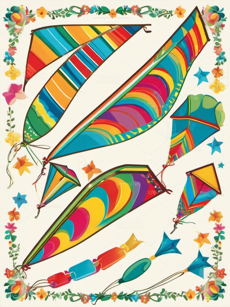 March clipart - March winds blowing colorful kites  