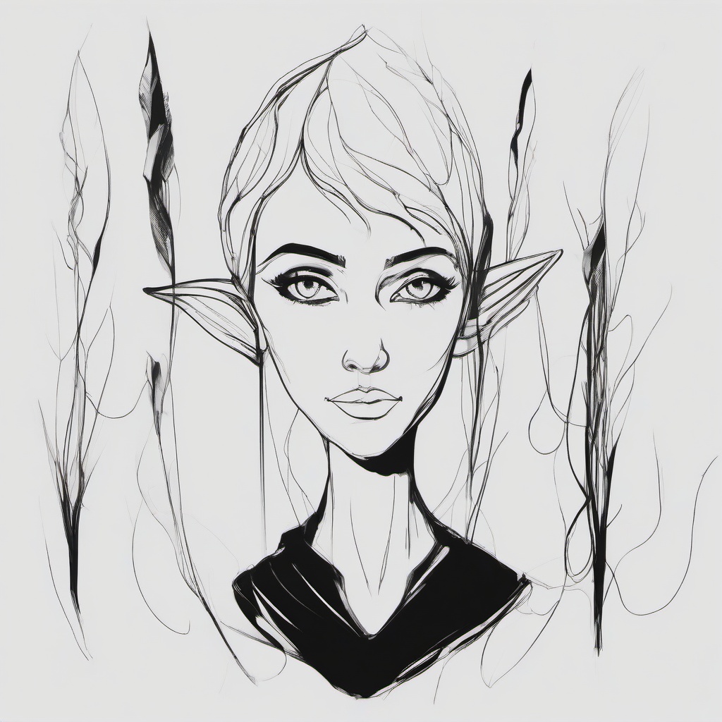 drawing of elves  minimal rough scribbles,doodles,black and white