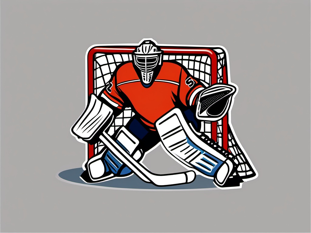 Ice Hockey Goalie in Action Clipart - An ice hockey goalie in action.  color vector clipart, minimal style