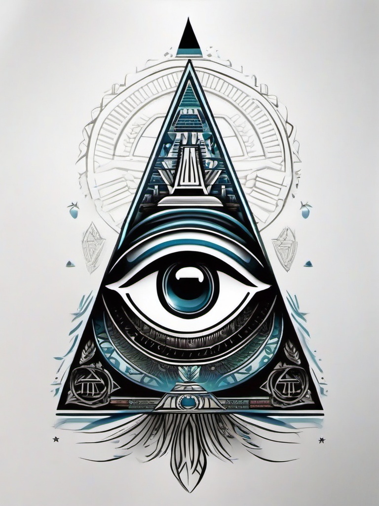 all seeing eye egyptian tattoo  simple color tattoo,minimal,white background