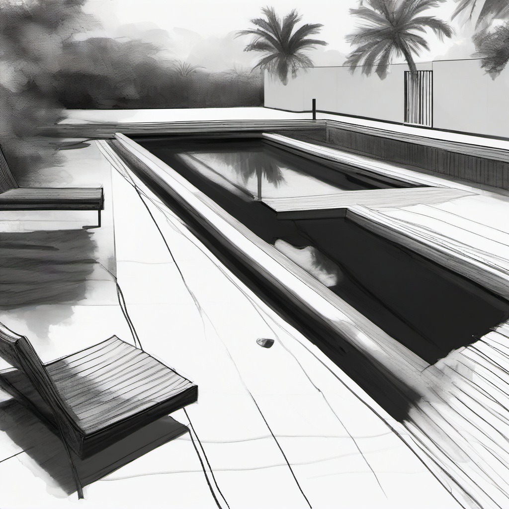 drawing of a pool  minimal rough scribbles,doodles,black and white