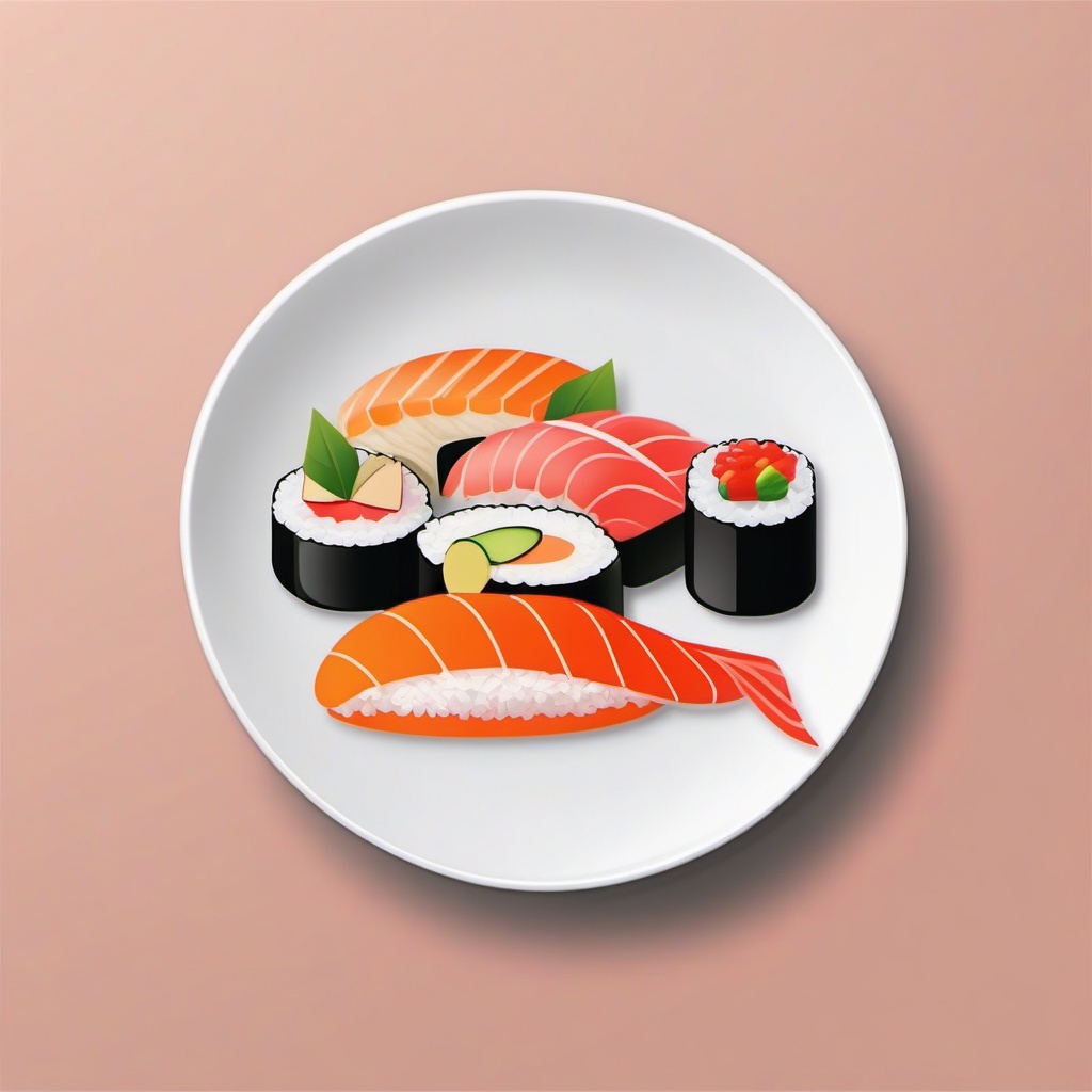 Sushi Plate Emoji Sticker - Culinary presentation, , sticker vector art, minimalist design