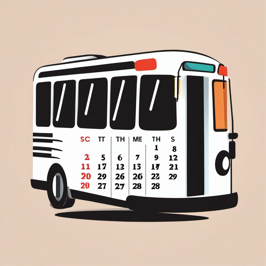 Bus clipart - calendar page with important date circled  color,minimalist,vector clipart