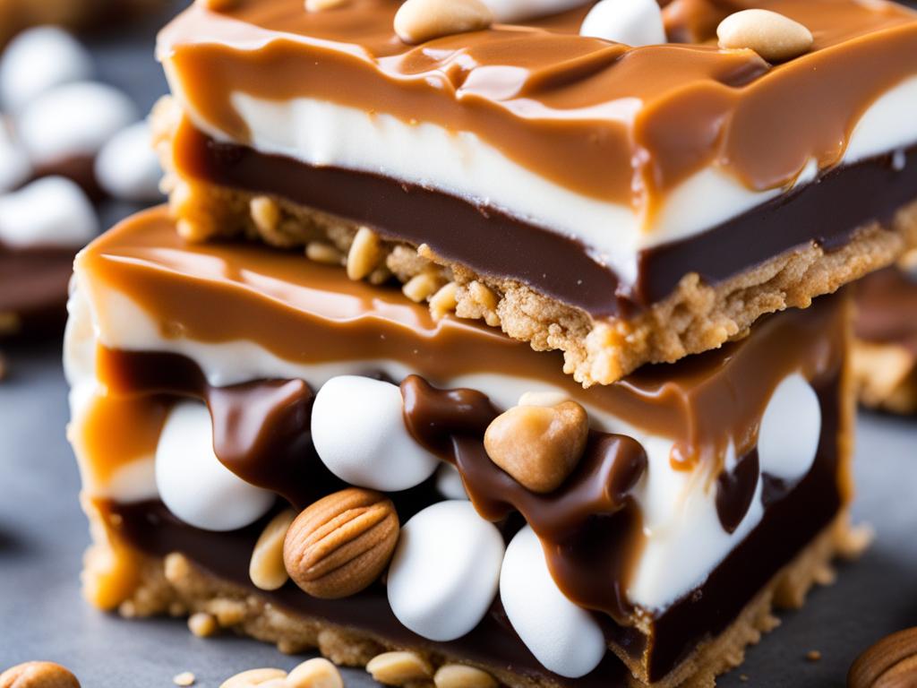 goo goo cluster, a southern candy bar with caramel, marshmallow, and peanuts. 