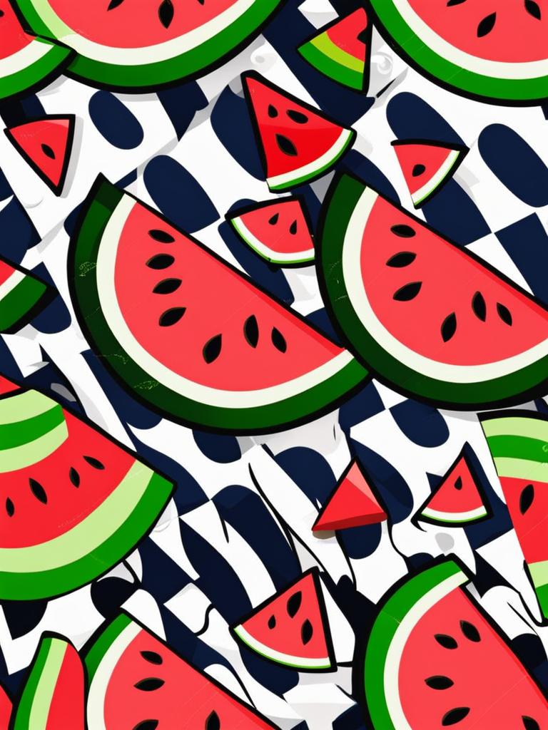 watermelon clipart: sliced and served on a picnic table. 