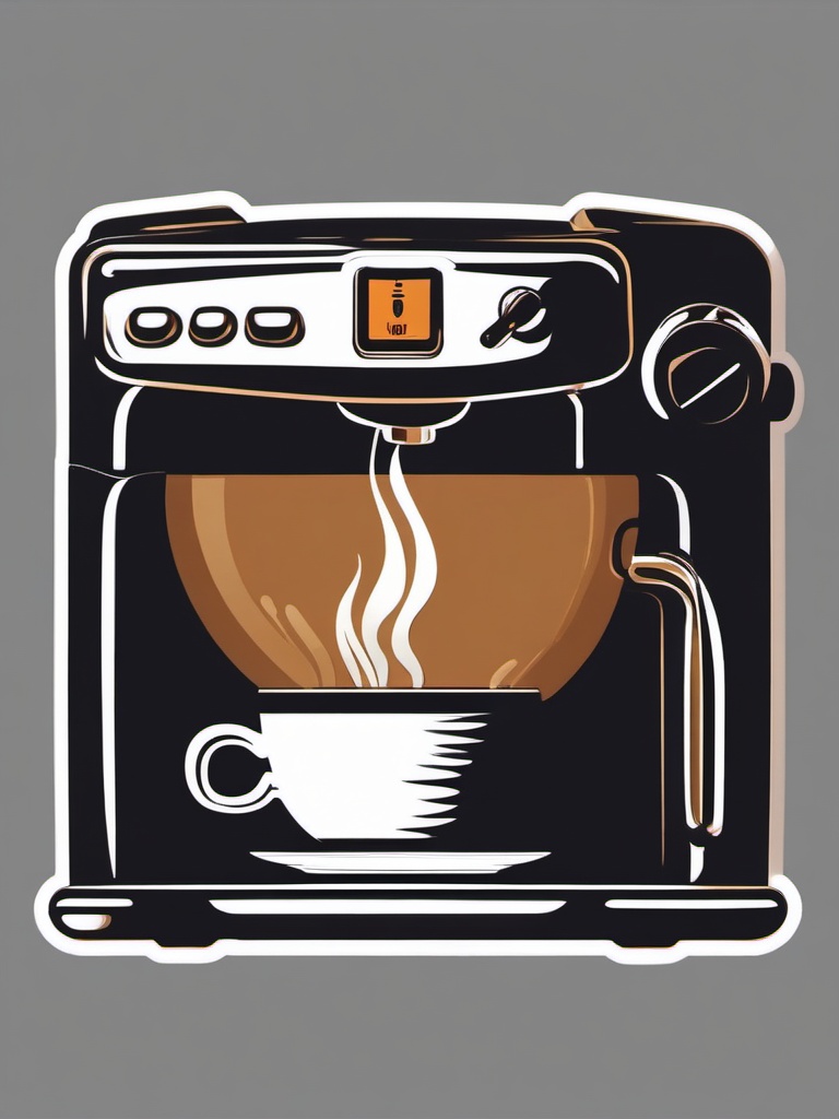 Coffee Cup Sticker - Steaming cup of coffee, ,vector color sticker art,minimal